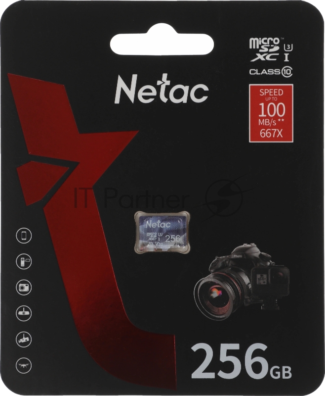 Флеш карта microSDHC 256Gb Netac P500 ULTRA NT02P500ULT-256G-S (без SD адаптера) 100Mb/s