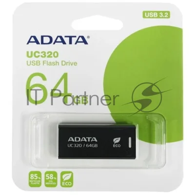 Флешка USB ADATA UC320 (UC320-64G-RBK/BK), 64Gb, USB 3.2, R/W 100/30, черный