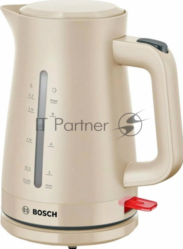 Электрочайник Bosch TWK3M127 бежевый, 1.7 л, 2400 Вт, скрытый нагревательный элемент