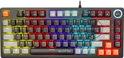 Клавиатура проводная механическая Defender Wildfire GK-213 RU,чер/сер,82кн,TNT розов,1.5м 1