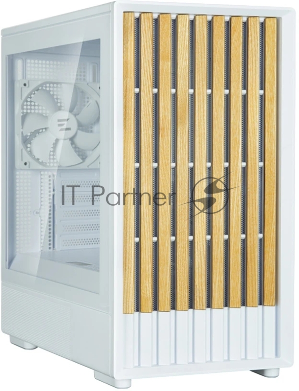 Компьютерный корпус Zalman P10 NAMU, MATX, белый, WINDOW, FRONT COVER WALNUT, 2x3.5", 3x2.5", 1xUSB TYPE-C, 1xUSB 3.0, FRONT 2x120мм, REAR 1x120мм ARGB