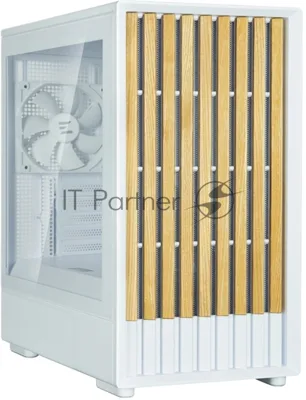 Компьютерный корпус Zalman P10 NAMU, MATX, белый, WINDOW, FRONT COVER WALNUT, 2x3.5", 3x2.5", 1xUSB TYPE-C, 1xUSB 3.0, FRONT 2x120мм, REAR 1x120мм ARGB