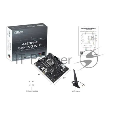 Материнская плата ASUS A620M-F GAMING WIFI, AM5, AMD A620, 2xDDR5, 4xSATA, 2xM.2, 1xPCIe 4.0 x16, 1xPCIe 3.0 x1, HDMI, 1x2.5Gb LAN, 4xUSB, 3x3.5 мм, 7.1, microATX