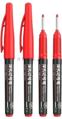 Набор маркеров перманентных Deli SK212 SK212 RED, удлиненный пишущий наконечник, 2.8мм, водостойкий 1 цвет, красный, коробка картонная (4шт.)