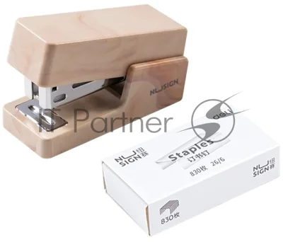 Степлер мини Deli NS083C BEIGE Nusign 24/6 26/6 (25 листов) бежевый 830 скоб, пластик, коробка