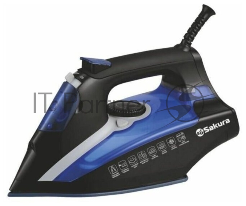 Утюг Sakura SA-3061CBL черный/синий, 2600 Вт, 40 г/мин, 140 г/мин, 400 мл