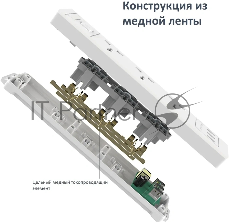 Сетевой фильтр универсальный Deli ET409/2 розетки + 3USB, 2 м