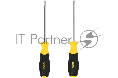 Набор отверток Deli DL630002N 2шт SL6x125 + PH2x125 сталь Cr-V, двухкомпонентная прорезиненная рукоять