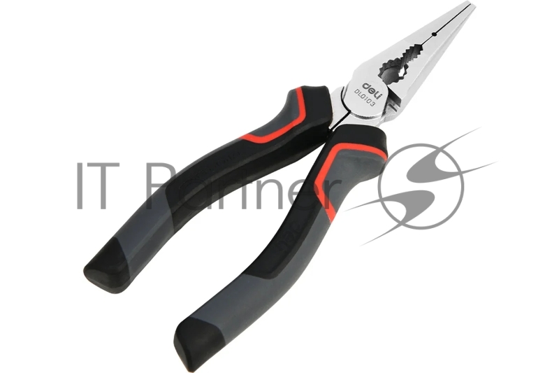 Удлиненные плоскогубцы Deli DL0103 160 мм, Cr-V, эксцентриковый шарнир, антикоррозийное покрытие, трехкомпонентная прорезиненная рукоять