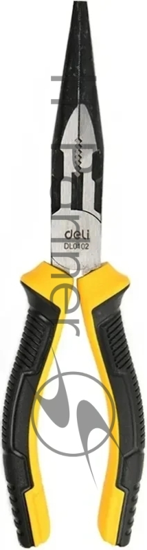Удлиненные плоскогубцы Deli DL0102 200 мм, двухкомпонентная прорезиненная рукоять