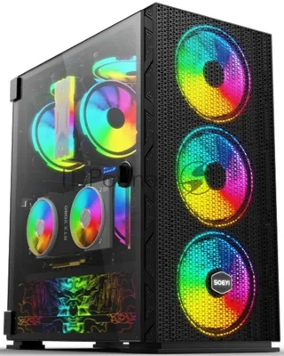 Компьютерный корпус SOEYI "AX8-B20 SOEYI ATX case with черный coating front panel with flat bigger mesh, without"