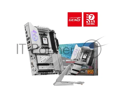 Материнская плата MSI MPG B850 EDGE TI WIFI, AM5, AMD B850, 4xDDR5, 4xSATA, 4xM.2, 1xPCIe 5.0 x16, HDMI, 1x5Gb LAN, USB Type-C, 2x3.5 мм, 7.1, ATX