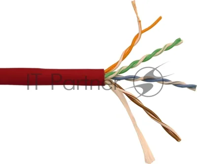 Кабель LANMASTER патч-кордовый UTP, 4x2, сat.5e, 350Mhz, LSZH, красный, 305 м