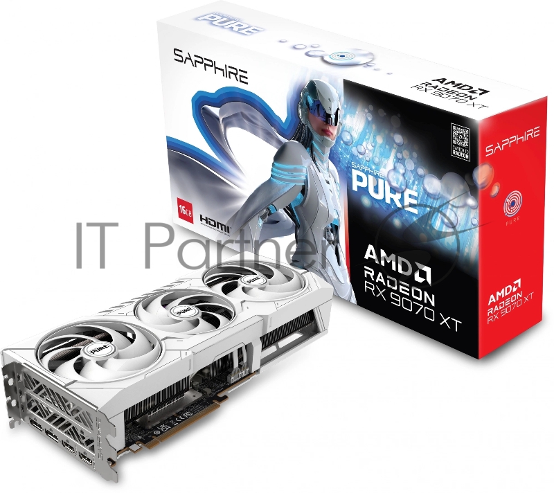 Видеокарта Sapphire AMD Radeon RX 9070 XT PURE OC, 16 GB GDDR6, 256 bit, 2xDisplayPort, 2xHDMI, GPU 2400 MHz