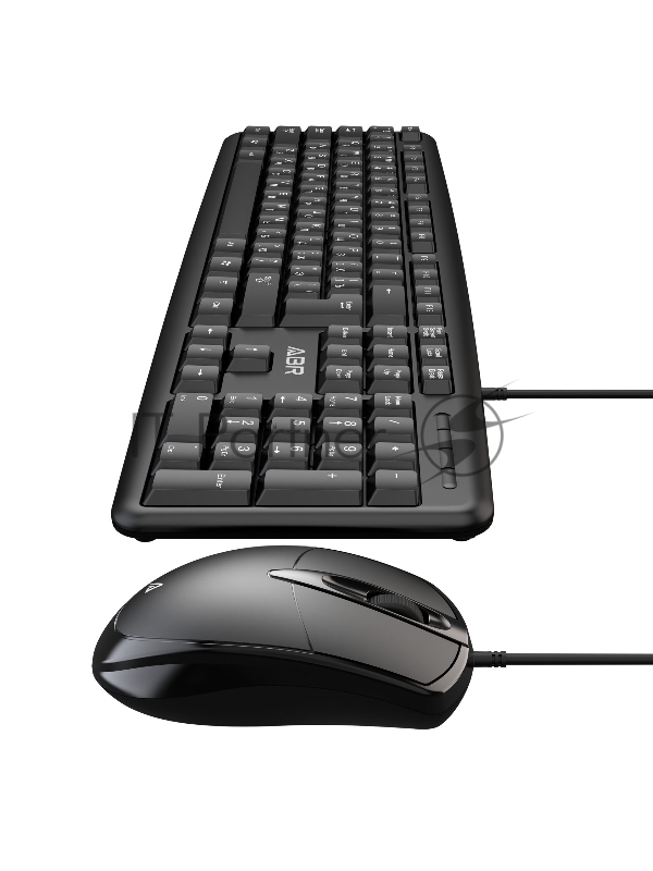 Комплект клавиатура и мышь ABR KM600 черный, интерфейс USB, проводной, RU/EN