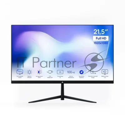Монитор 21.5" ABR Technology W View 21 MS215HQ-v1 VA 1920x1080, 100 Гц, 4 мс, 16:9, 220 кд/м², HDMI, VGA, 3.5 мм, динамики (2x2 Вт), черный