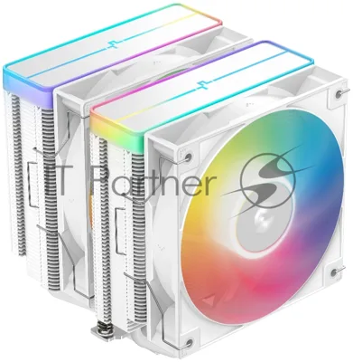 Кулер для процессора DEEPCOOL AG620 WH ARGb V2 LGA20XX/1700/1200/115X/AM5/AM4 (9шт/кор, TDP 260W, PWM, ARGb DUAL Fan 120мм, 6 тепл. трубок, белый) RET
