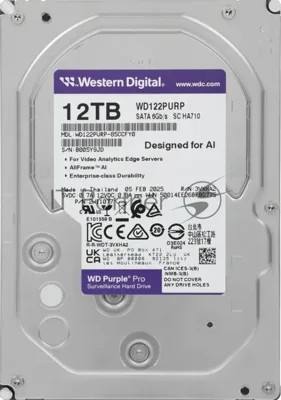 Жесткий диск HDD WD Purple Pro 12Tb 7200rpm SATA 512Mb 3.5"
