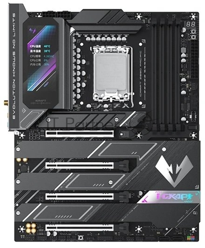 Материнская плата Maxsun MS-iCraft Z890 PACIFIC, LGA1851, Intel Z890, 4xDDR5, 4xSATA, 4xPCIe M.2, 2xPCIe 5.0 x16, 2xPCIe 4.0 x16, 1xHDMI, 1xDP, 1x 5Gb LAN, 2xUSB 40G Type-C, 9xUSB 10G Type-A, 6x3.5 мм, 7.1, ATX