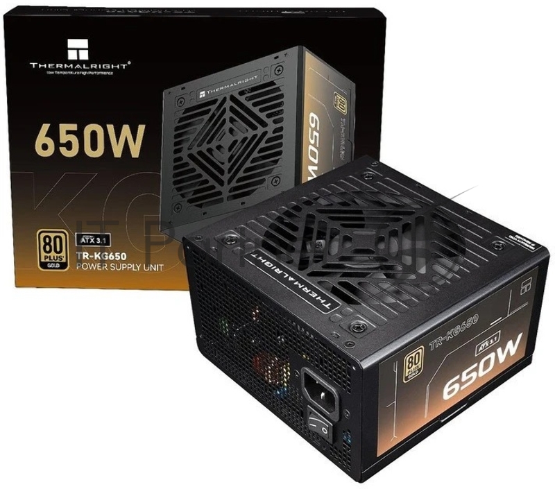 Блок питания Thermalright, 650W 80+ Gold (ATX, 3.1, Full modular, 1x24(20+4)pin, 2xCPU 8(4+4)pin, 2xPCIe*2 8(6+2)pin, 3xSATA3, 2xMOLEX4pin, Active, 120x120мм, 150x140x86mm, APFC, OVP, UVP, SCP, OCP, OTP, OPP, black)