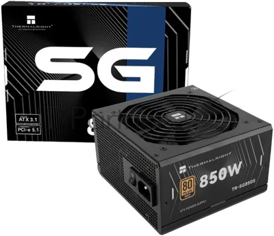 Блок питания Thermalright, 850W 80+ Gold (ATX, 3.1, PCIe 5.1, Non-modular, 1x24(20+4)pin, 1xCPU 8(4+4)pin, 2xPCIe*2 8(6+2)pin, 5xSATA3, 1x12+4pin (12VHPWR PCIe 5.1 12+4pin 600mm), 3xMOLEX4pin, Active, 120x120мм, 150x140x86mm, APFC, black)