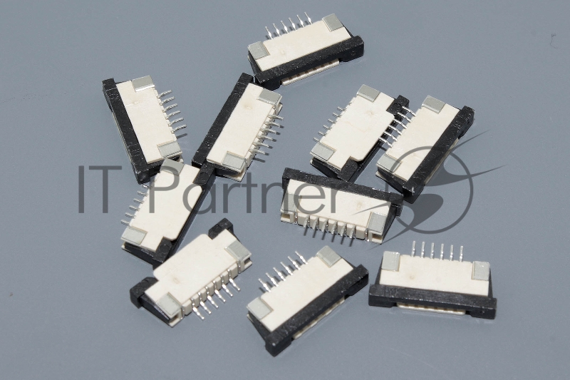 Разъем FPC Half Coverage Top Contact 1.0K-BS-6PWB 6 pin высота 2мм шаг 1мм 10 шт