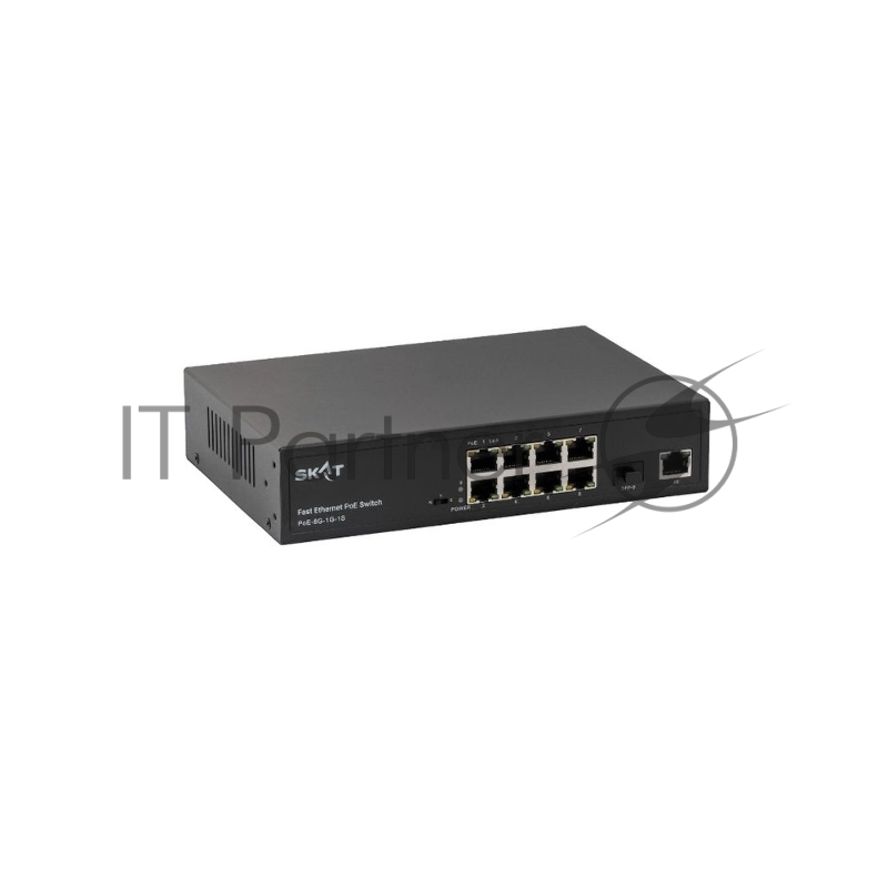 Коммутатор Бастион SKAT PoE-8E-1G-1S v.2, 8×100 Мбит/с PoE+ + 2×1 Гбит/с Uplink/SFP, неуправляемый