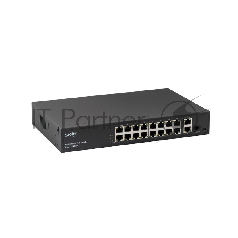 Коммутатор Бастион SKAT PoE-16E-2G-1S, 16×100 Мбит/с PoE+ + 2×1 Гбит/с Uplink/SFP, неуправляемый