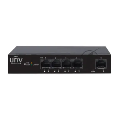 Коммутатор Uniview NSW2010-5GT-POE-IN, 4×1 Гбит/с PoE+ + 1×1 Гбит/с Uplink, неуправляемый