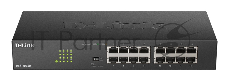 Коммутатор D-Link DGS-1016D/J1A, 16×1 Гбит/с, неуправляемый
