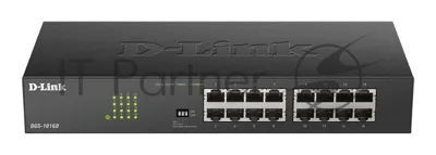 Коммутатор D-Link DGS-1016D/J1A, 16×1 Гбит/с, неуправляемый