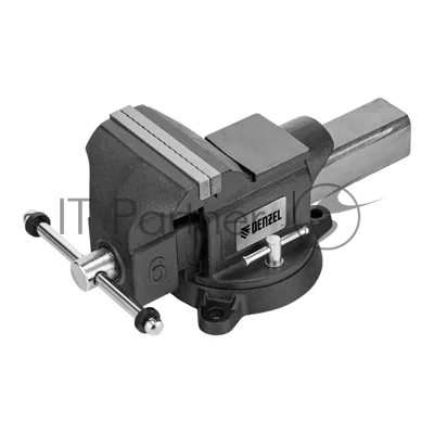 Тиски слесарные Denzel BVH-150 150 мм, поворотные, стальная направляющая, с наковальней