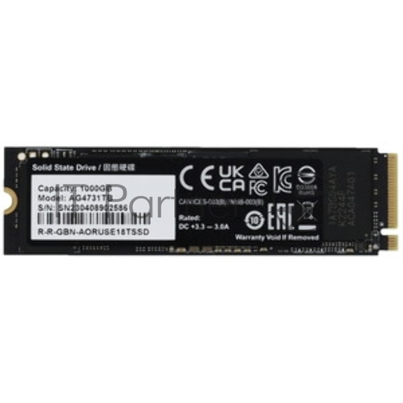 Твердотельный накопитель SSD Gigabyte M.2 2280 1TB AORUS Client SSD AG4731TB N PCI-Express 4.0 x4, NVMe 1.4 7300/6000 RTL, without heatsink