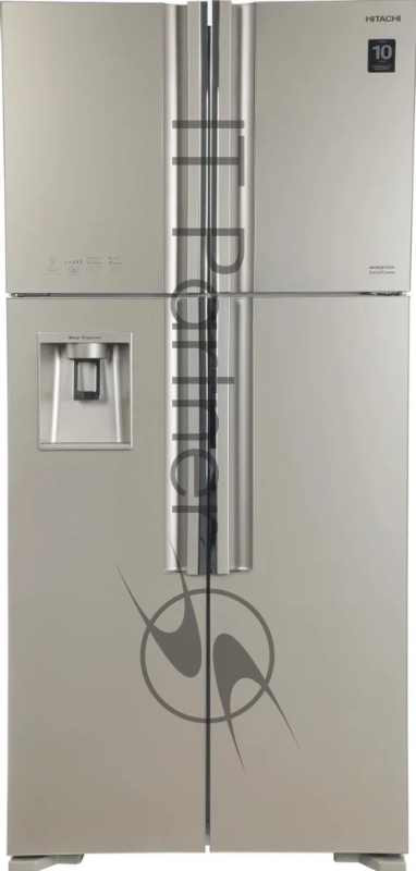Холодильник Hitachi R-W660PUC7X GC шампань стекло двухкамерный 396/144л морозилка сверху, No Frost, Side by Side