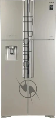 Холодильник Hitachi R-W660PUC7X GC шампань стекло двухкамерный 396/144л морозилка сверху, No Frost, Side by Side