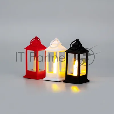 Фонарь декоративный Neon-night (фигура) со свечкой 5,5х5,5х12,5 см, цвет корпуса белый/красный/черный, цвет свечения теплый белый, питание 3xLR1130 (в комплекте)