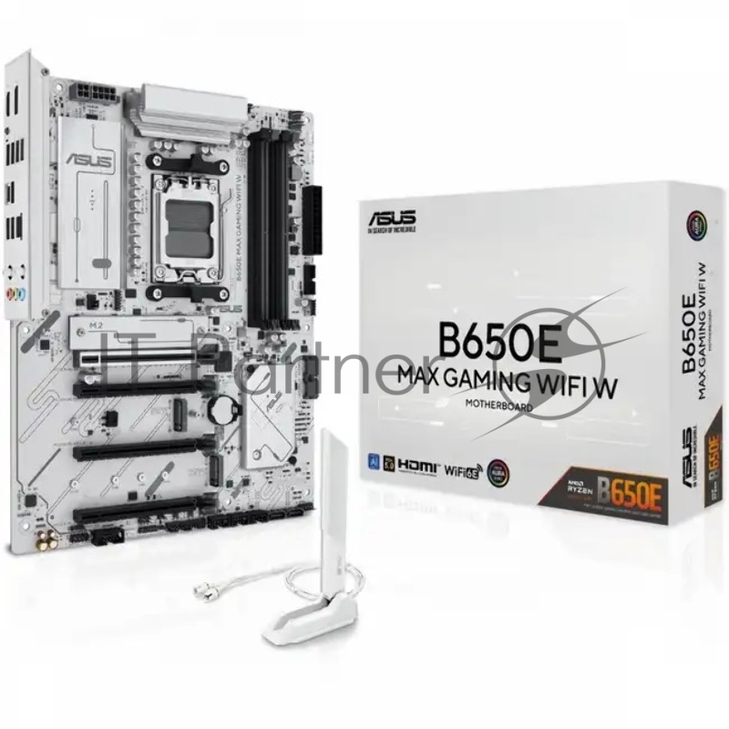 Материнская плата ASUS B650E MAX GAMING WIFI W, AM5, AMD B650E, 4xDDR5, 4xSATA, 3xM.2, 1xPCIe 5.0 x16, 1xPCIe 4.0 x4, 2xPCIe x1, DisplayPort, HDMI, 1x2.5Gb LAN, USB Type-C, 3x3.5 мм, 7.1, ATX