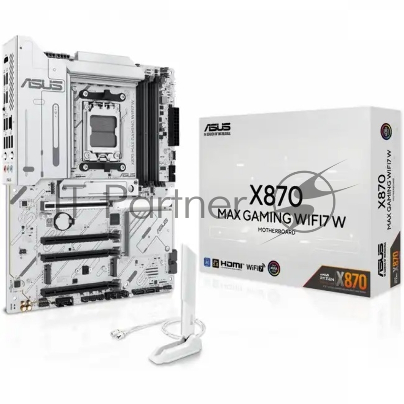 Материнская плата ASUS X870 MAX GAMING WIFI7 W, AM5, AMD X870, 4xDDR5, 4xSATA, 3xM.2, 1xPCIe 5.0 x16, 2xPCIe 4.0 x16, 1xPCIe 3.0 x16, HDMI, 1x2.5Gb LAN, USB Type-C, 3x3.5 мм, 7.1, ATX
