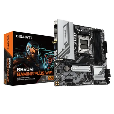 Материнская плата Gigabyte B650M GAMING PLUS WIFI, AM5, AMD B650, 4xDDR5, 4xSATA, 2xM.2, 1xPCIe 4.0 x16, 1xPCIe 3.0 x1, DisplayPort, HDMI, 1x2.5Gb LAN, USB Type-C, 3x3.5 мм, 7.1, microATX