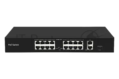 Коммутатор GIGALINK GL-SW-F005-16P, 16×100 Мбит/с PoE + 2×1 Гбит/с + 1×1 Гбит/с SFP, неуправляемый