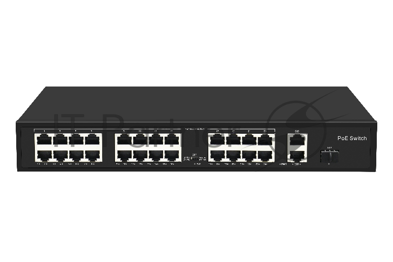 Коммутатор GIGALINK GL-SW-F005-24P, 24×100 Мбит/с PoE + 2×1 Гбит/с COMBO SFP, неуправляемый