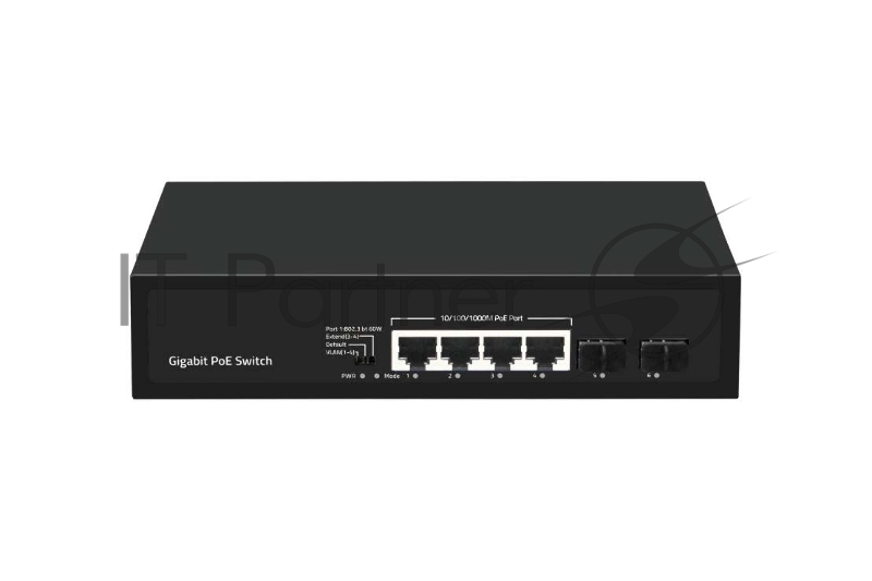 Коммутатор GIGALINK GL-SW-G005-04P(BT), 4×1 Гбит/с PoE + 2×1 Гбит/с SFP, неуправляемый