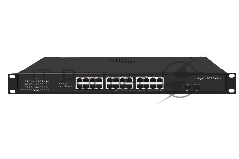 Коммутатор GIGALINK GL-SW-G005-24P, 24×1 Гбит/с PoE + 2×1 Гбит/с SFP, неуправляемый