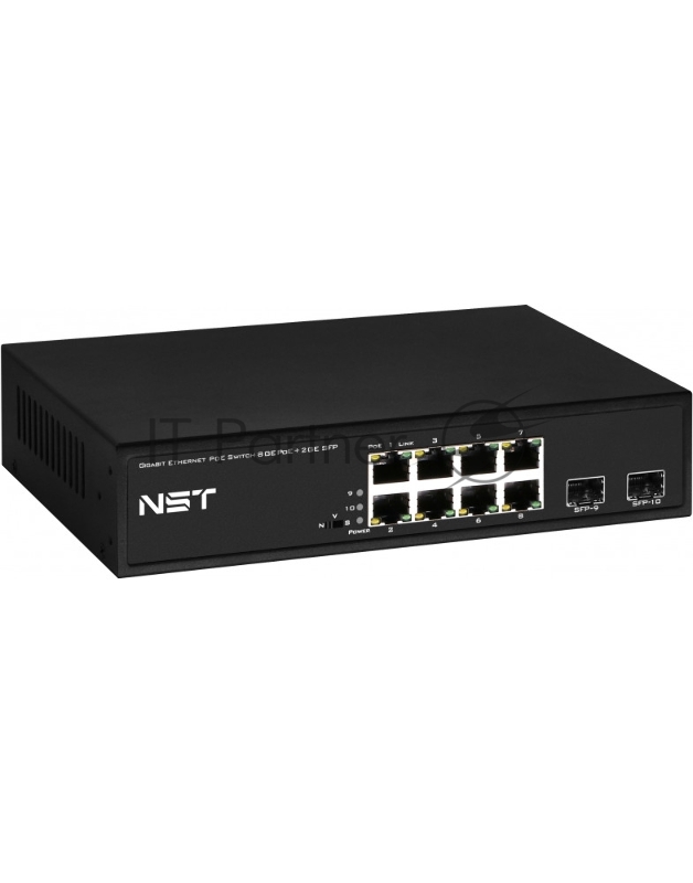 Коммутатор NST NS-SW-8G2G-P, 8×1 Гбит/с PoE + 2×1 Гбит/с SFP, неуправляемый