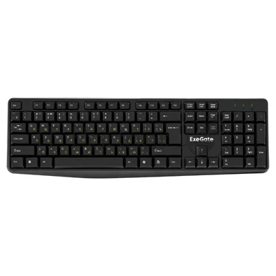Клавиатура проводная ExeGate EX298364RUS Smart K120 (USB, полноразмерная, влагозащищенная, 104кл., Enter большой, длина кабеля 1,6м, черная, RTL)