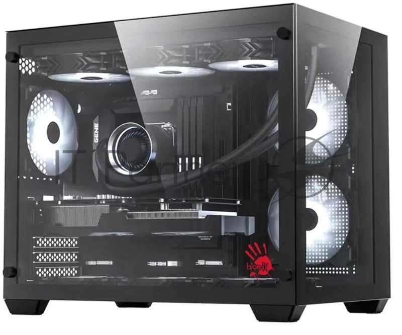 Компьютерный корпус Bloody BD-CC108 черный без БП mATX 9x120мм 2xUSB 3.0 audio bott PSU