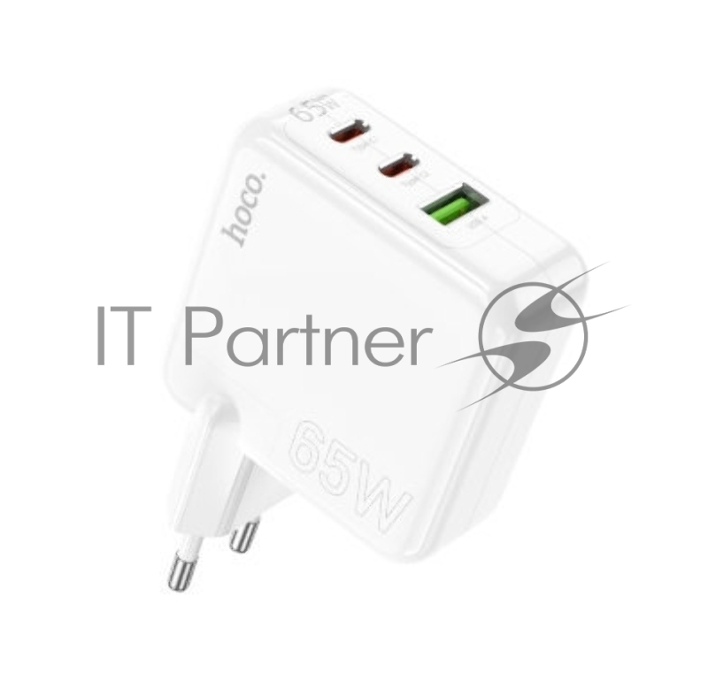 Блок питания (сетевой адаптер) HOCO C115A 2 Type-C/USB-А, белый