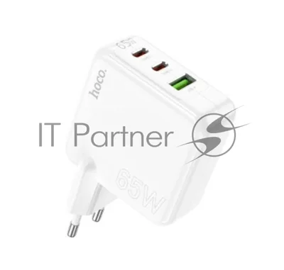 Блок питания (сетевой адаптер) HOCO C115A 2 Type-C/USB-А, белый
