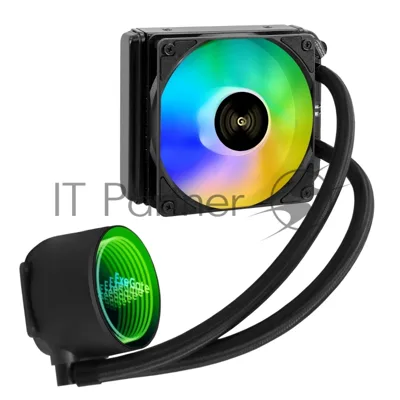 Комплект жидкостного охлаждения ExeGate BlackWater-120V3.PWM.ARGb (3 PIN 5V ADDRESSABLE RGb подсветка, LGA2066/2011/1366/1150/1151/1155/1156/1200/1700/1851/AM4/AM5/FM1/FM2/FM2+/AM2/AM2+/AM3/AM3+, TDP 150W, Fan 120мм 4pin PWM 600-1800RPM Hydro bearing, помпа 3pin 2700RPM, макс. шум 37db, с термопастой, на винтах, черный, Color Box)