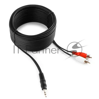 Кабель аудио Cablexpert CCA-458-10M-N, Jack 3.5(M)/2xRCA, 10м, черный, пакет